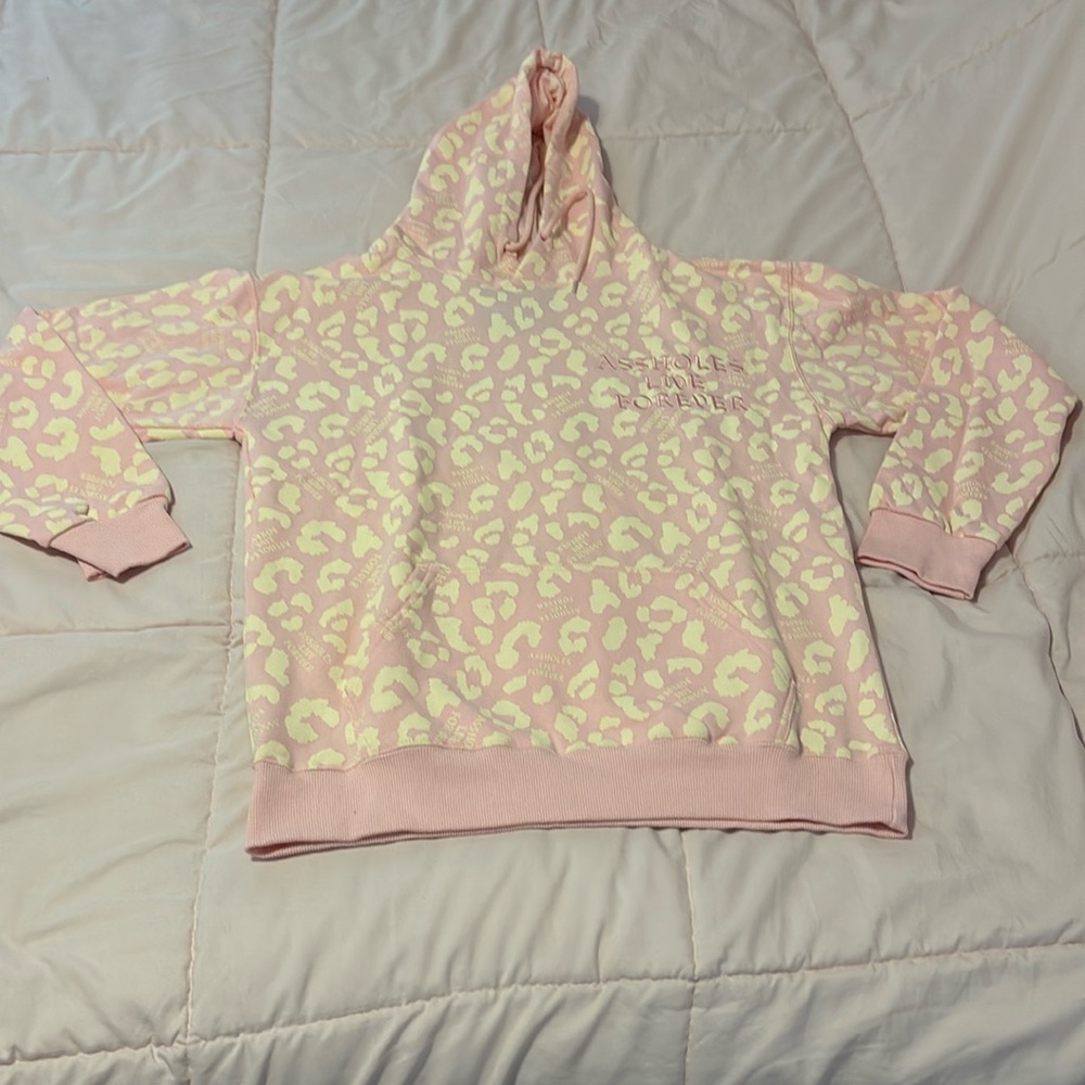 NEW Assholes Live Forever Pink Cheetah hoodie sweatshirt